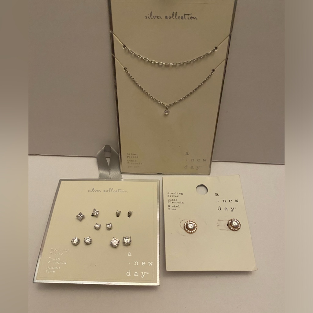 A New Day Silver Collection Earrings And Necklace 30$
